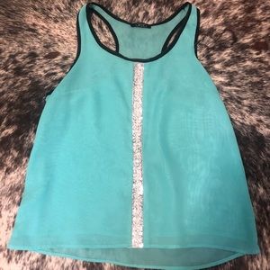 Cute turquoise tank w/ bling front!
